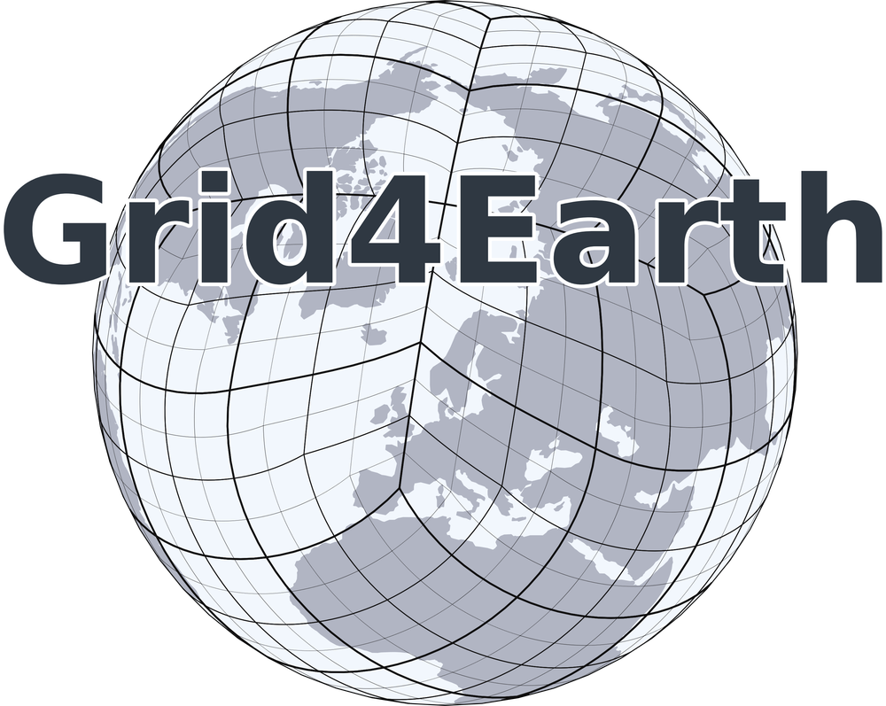 The HEALPix grid drawn on the globe — the GRID4EARTH logo